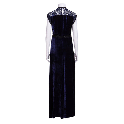 LONG TATTI DRESS | NAVY LACE AND VELVET
