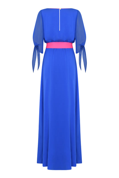 LONG VOJO DRESS | BLUE SILK