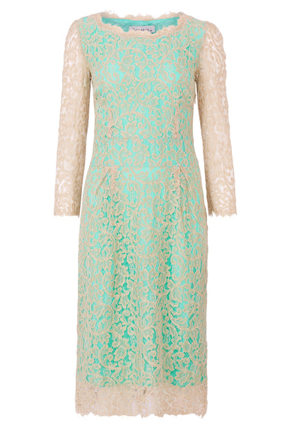 LONGER FLORENCE DRESS | BEIGE LACE