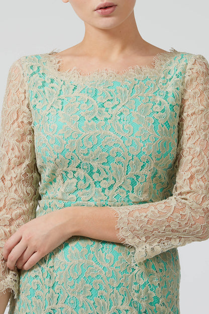 LONGER FLORENCE DRESS | BEIGE LACE
