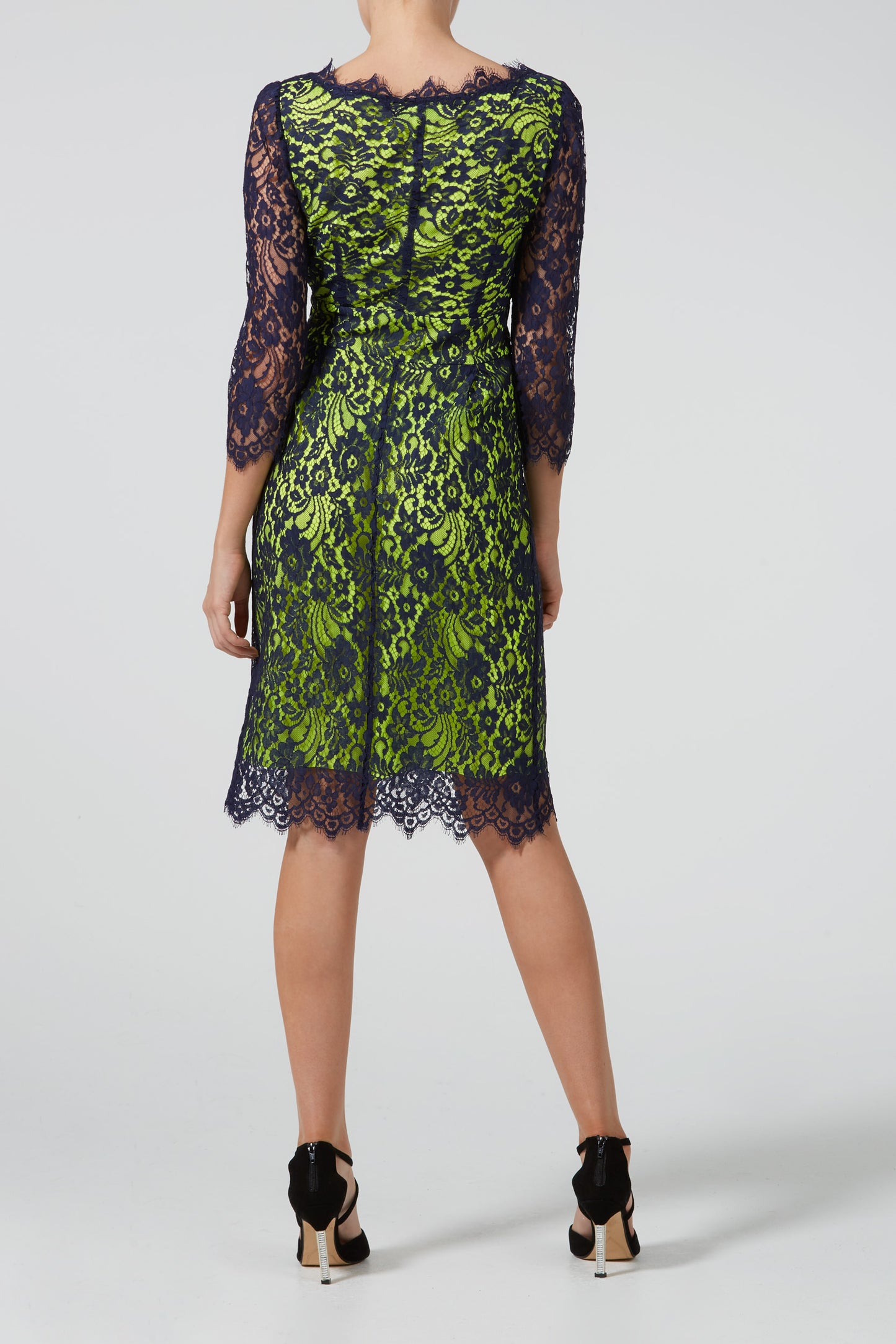 LONGER FLORENCE DRESS | NAVY/YELLOW LACE