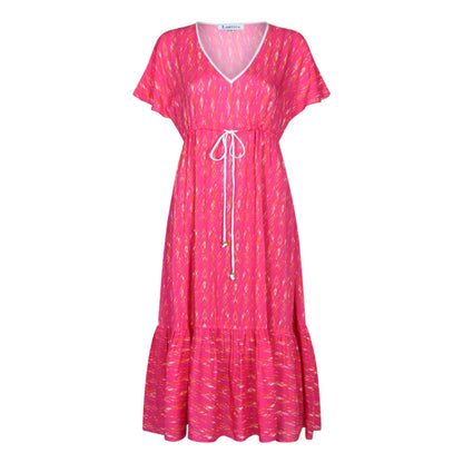 MIDI VIOLET DRESS | SHARD PRINT