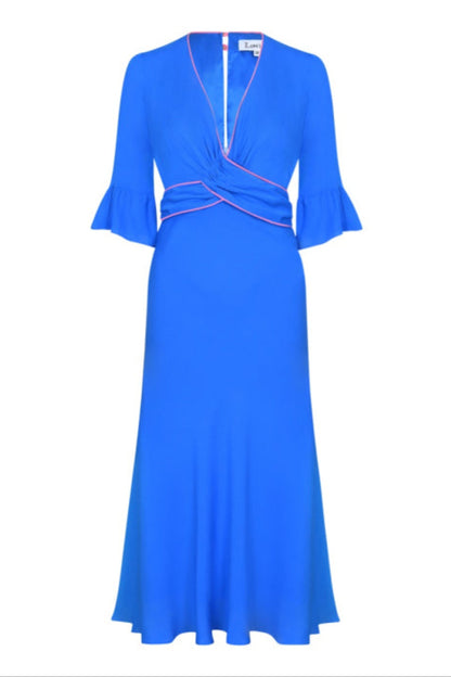 MILLIE DRESS | BRIGHT LIGHT BLUE SILK GEORGETTE