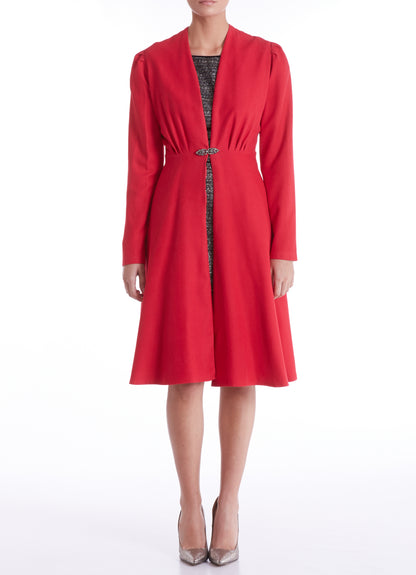 DULWICH COAT | CRIMSON SILK TWILL