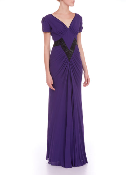 LONG SOFIA DRESS | BEADED HEAVY GEORGETTE