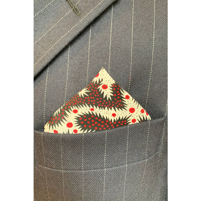 POCKET SQUARE | RED SPIKEY WORM PRINT