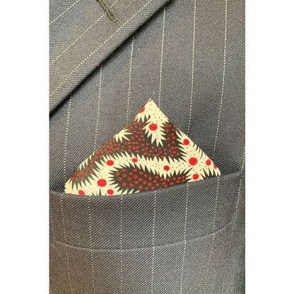 POCKET SQUARE | RED SPIKEY WORM PRINT