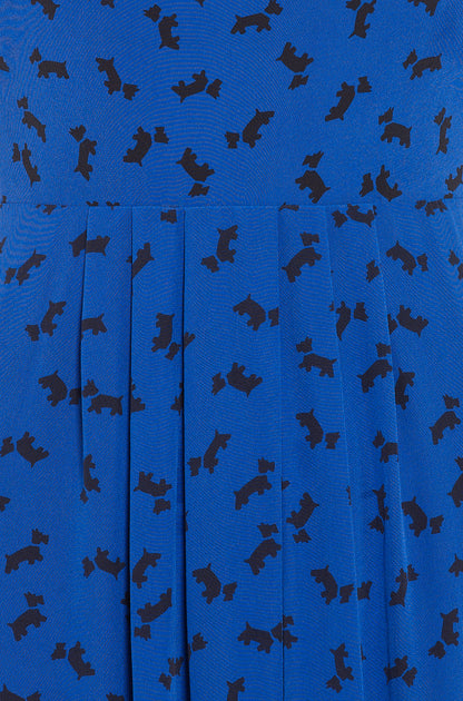 LONG TARIFA DRESS | BLUE SCOTTIE PRINT