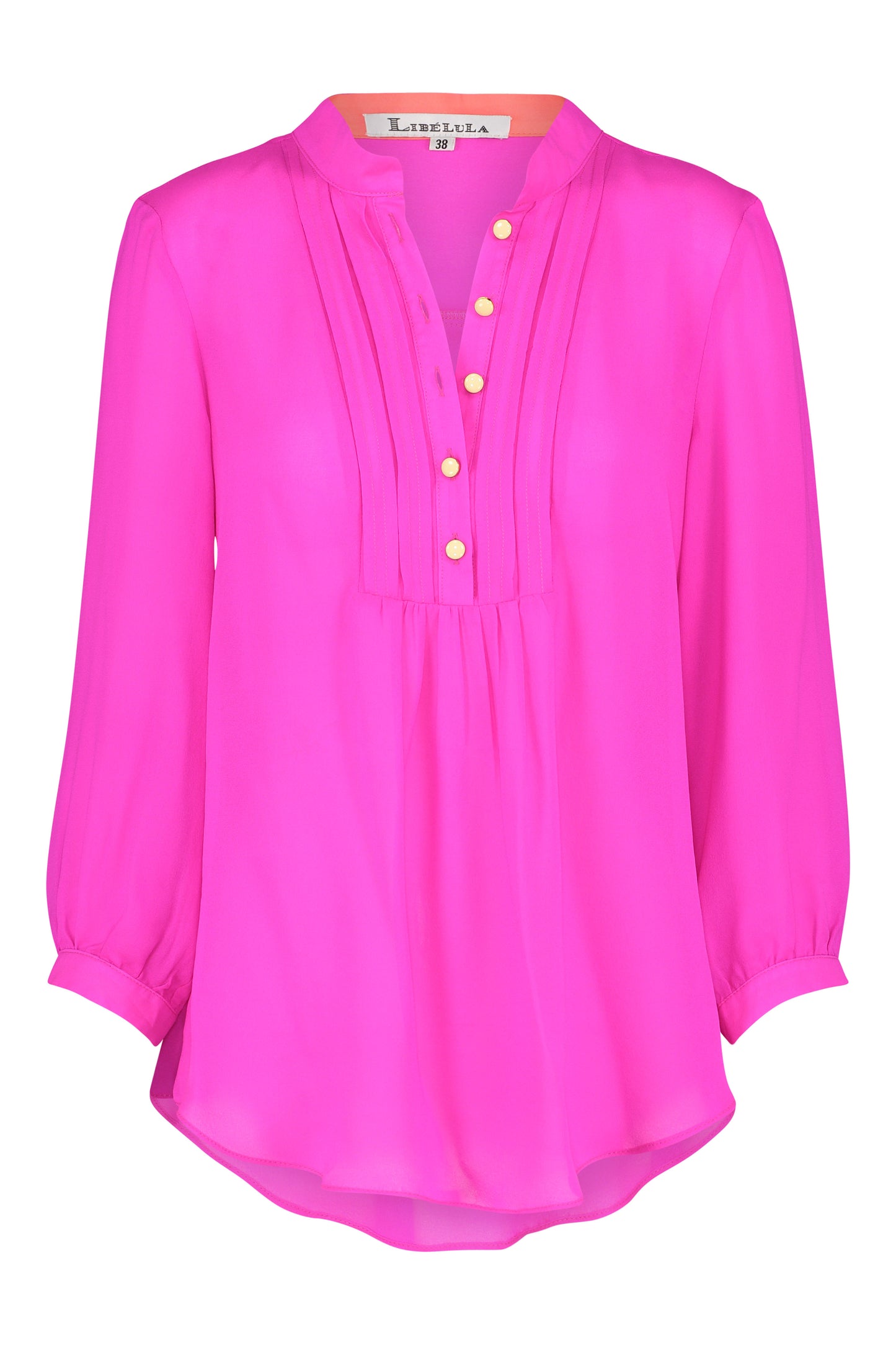 DELPHINE TOP | HOT PINK SILK GEORGETTE