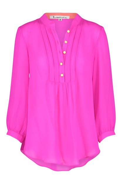 DELPHINE TOP | HOT PINK SILK GEORGETTE