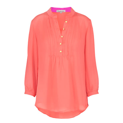 DELPHINE TOP | BRIGHT ORANGE SILK GEORGETTE