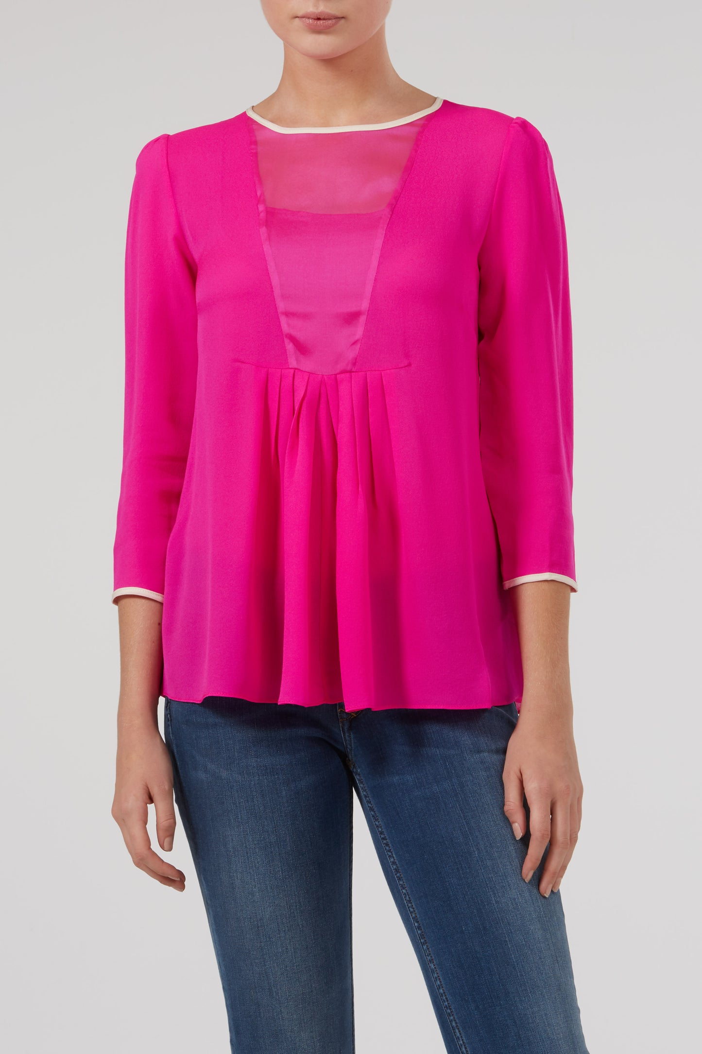 HILDA TOP | HOT PINK SILK GEORGETTE