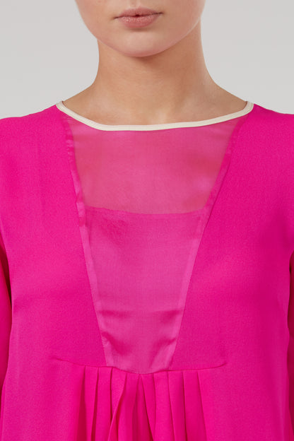 HILDA TOP | HOT PINK SILK GEORGETTE
