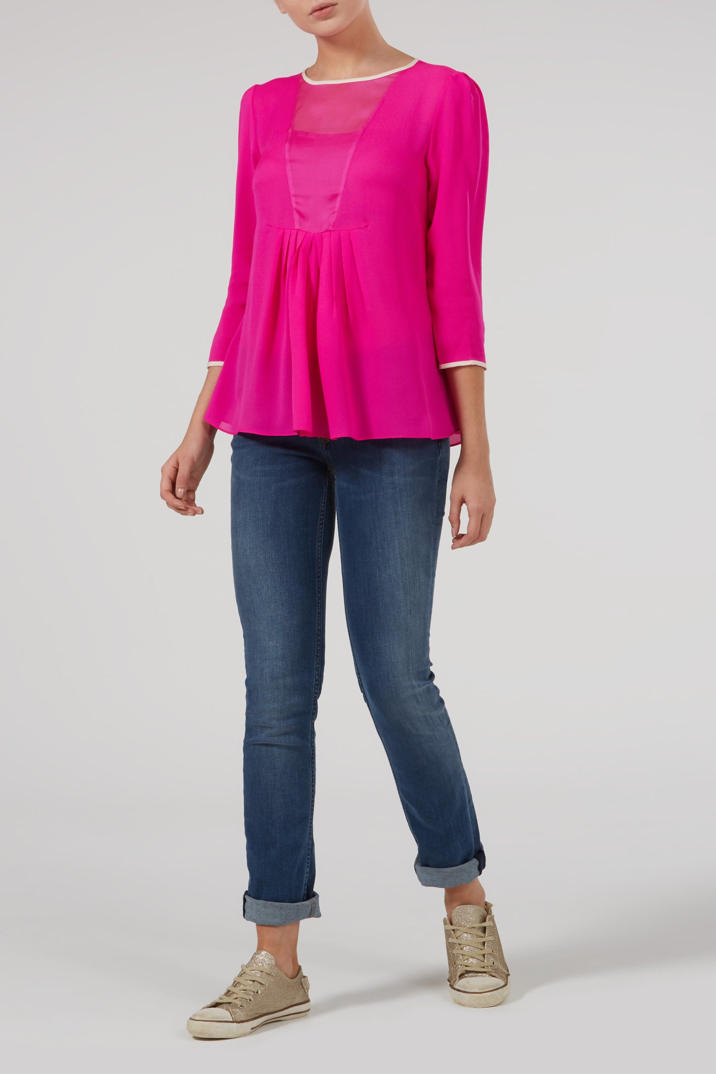 HILDA TOP | HOT PINK SILK GEORGETTE