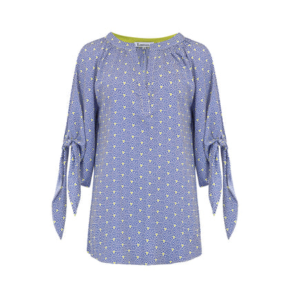 LIZ TOP | BLUE STRIPY TRIANGLE PRINT