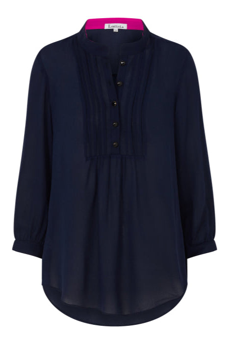 DELPHINE TOP | NAVY SILK GEORGETTE