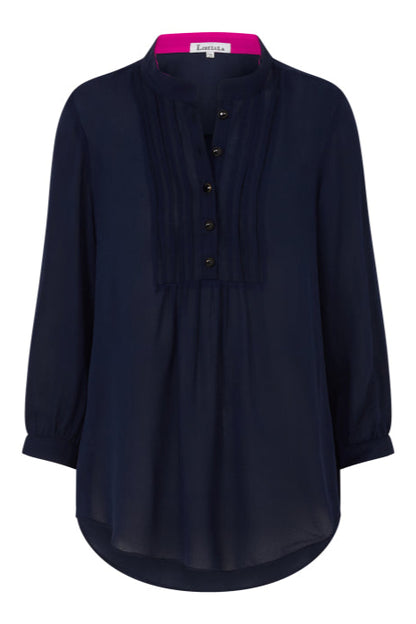 DELPHINE TOP | NAVY SILK GEORGETTE